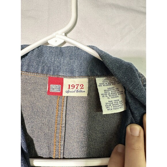 Vintage Faded Glory Denim Jacket Large 12 Blue Jean Y2K Chore Work Blazer - Picture 4 of 5